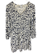 OLD NAVY Dress Size L Blue Floral Smocked Boho Cottagecore Ditzy Fairy Coastal