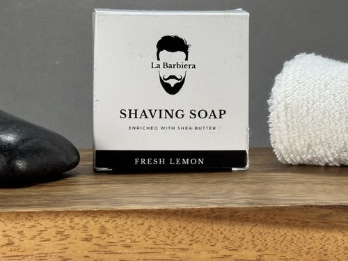 2PC Classic & Fresh Lemon 60g Vegan Shaving mug Bowl Soap Puck by La Barbiera - Picture 4 of 11