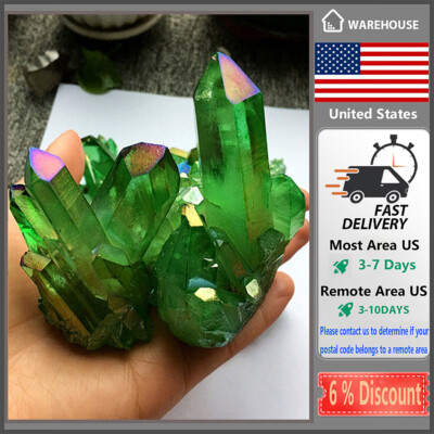 Natural Green Crystal Cluster Quartz Gem Stone Healing Mineral Reiki Healing US