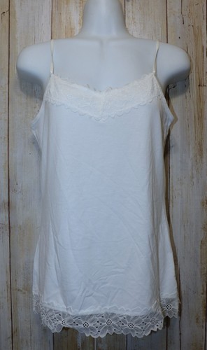 Womens White Lace Trim Cato Cami Tank Top Size M Medium NEW NWOT