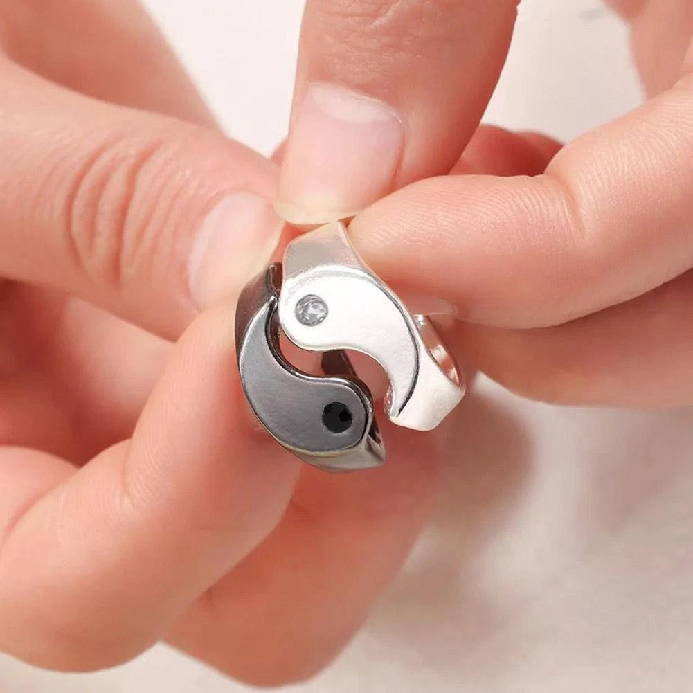 Tai Chi Bagua Yin Yang Alloy Finger Rings Wedding Promise Rings for Couples S1