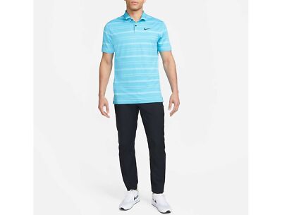 $80 Nike Dri-FIT Tour Men's Golf Polo Baltic Blue Striped Size XL DR5300-416