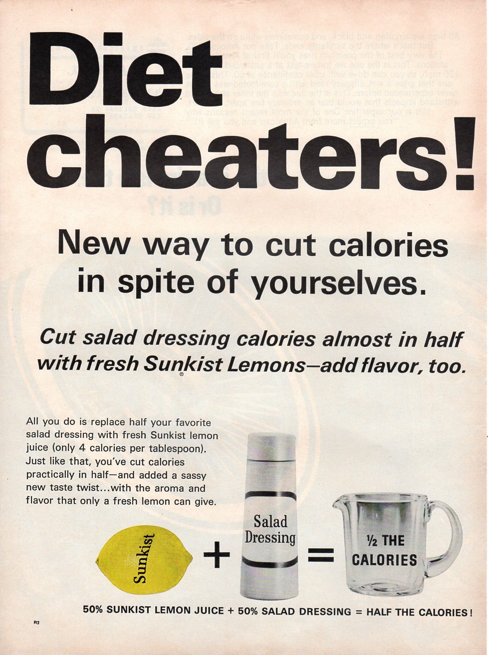 Vintage advertising print Fruit Sunkist Lemon Juice Diet Cheaters cut ...
