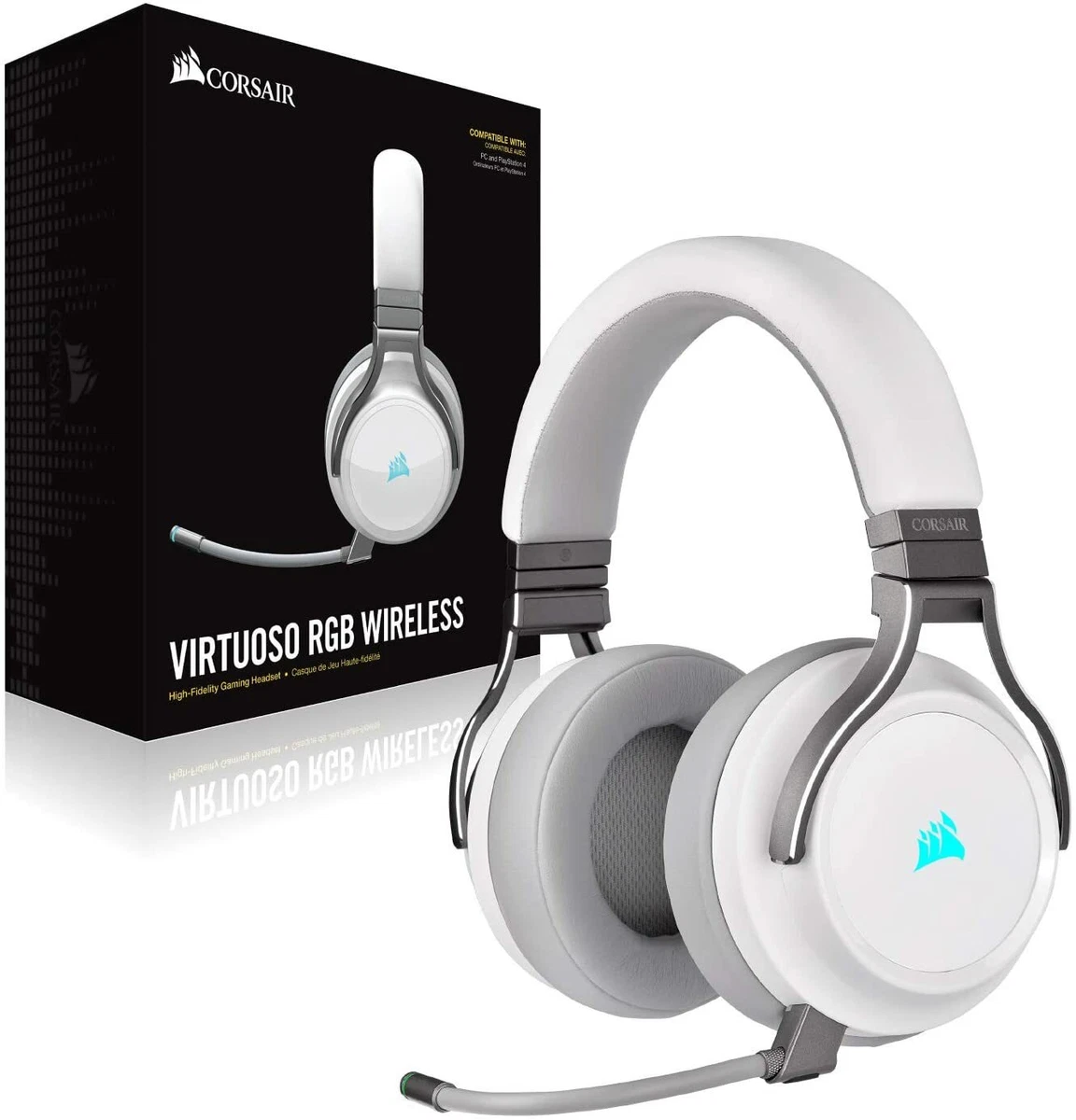 NEW Corsair VIRTUOSO RGB Wireless High-Fidelity Gaming Headset White  LIGHTWEIGHT 843591019262