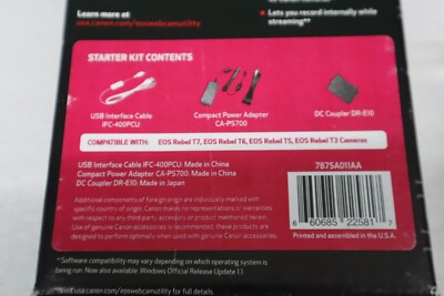 Canon EOS Webcam Accessories Starter Kit for EOS Rebel T3, T5, T6 & T7 DSLR Came