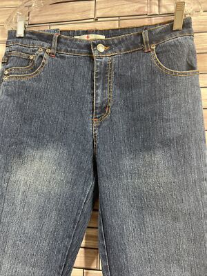 Adolfo women jean 10 blue stretch denim pant straight leg high rise NWT