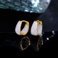 Gold Plated Small Hoop Earrings Women Cubic Zirconia Costume Jewelry Accessories