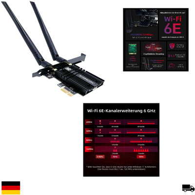 WiFi 6E PCIe Karte AXE5400 | 5374 Mbit/s | WLAN & Bluetooth