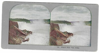 #ad Niagara Falls From Bridge c1900 Stereoview Card $6.95