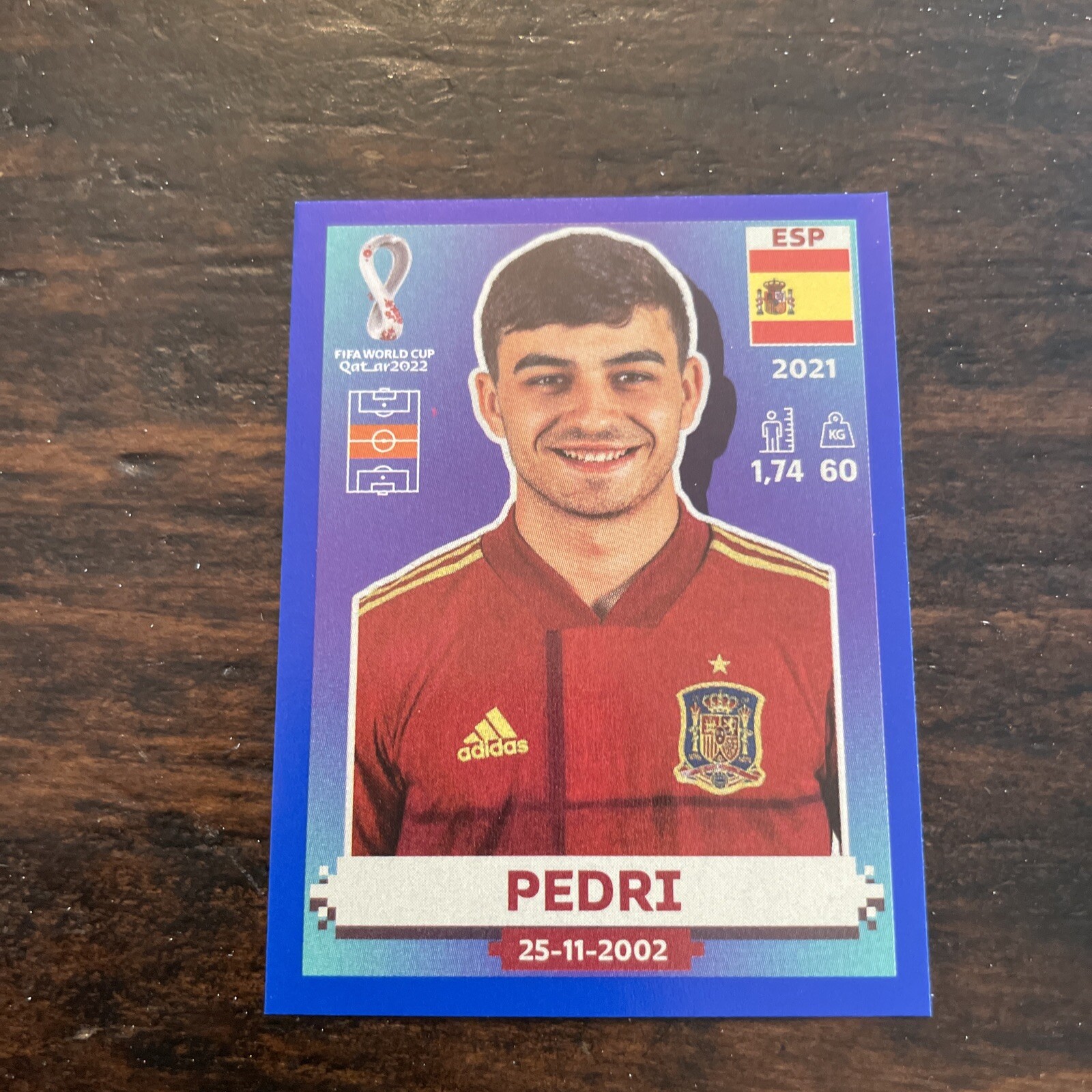 PEDRI Spain ESP13 PANINI Blue Sticker Parallel RARE Qatar 2022 World cup