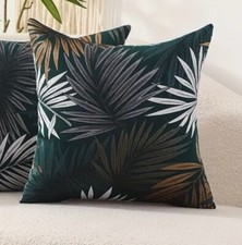 Big Leaf Palm Leaves Jacquard Tropical Nature Throw Pillow Cover Home Decor