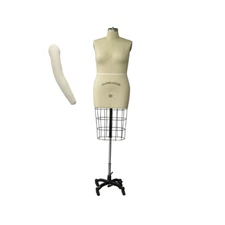 Pro Female Half Body Linen Size 24 Pinnable Dress Form Mannequin with Arm