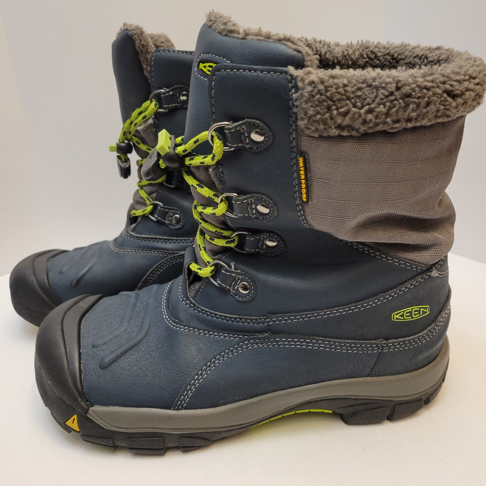 Stivali da neve Keen Basin ragazzo taglia 6 blu impermeabili isolati punta sherpa foderati