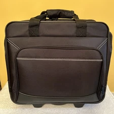 Amazon Basics Wheel Roll 3 SECTION LAPTOP BRIEFCASE BUSINESS Book BAG Black