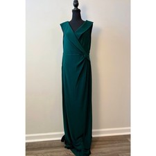 Ralph Lauren Leonidas Evening Gown Maxi in Turquoise Size 14 Twist Front Lined