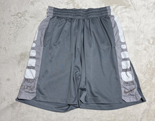 Nike Shorts Boys Large Silver Gray White DRI-FIT Elite Basketball