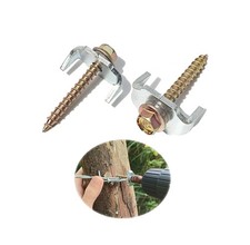 100 Pcs Fencing Fasteners Post Screw with Wire Fixer, Fence Staple for Wire M...