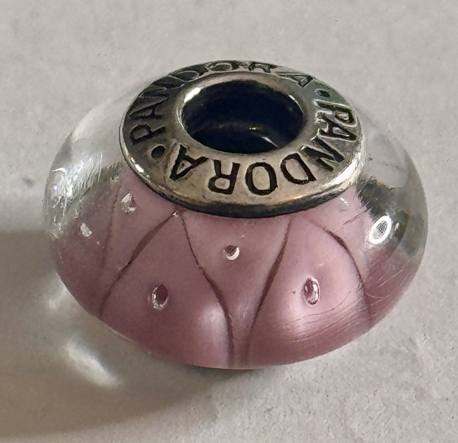 Pandora Zigzag Pink Triangular Sterling Silver Gl… - image 1