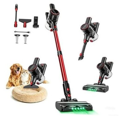 Cordless Vacuum Cleaner, 45KPA Stick Vacuum, 45Mins Runtime, 8-in-1 Anti Red