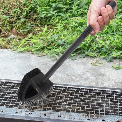 Efficient BBQ Wire Cleaning Brush with Sponge and Ergonomic Grip Handle