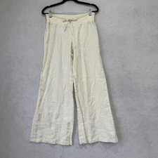 Green Dragon Pants Womens Medium White Wide Leg Drawstring Lounge Casual