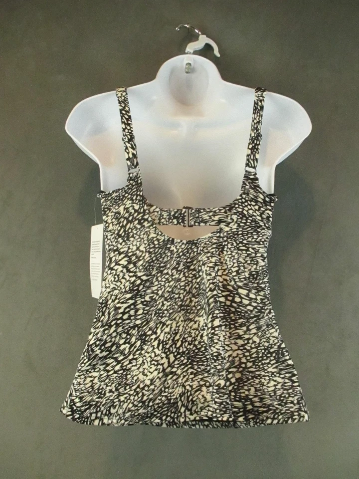 Camiseta Tankini Athleta Mujer 34 B/C Negro Blanco Bondi Sujetador Copa Con Aros Natación Foto 3 de 4