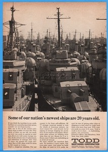 1969 Todd Shipyards Corp US Navy Ships Mothball Fleet Brooklyn New Orleans Ad