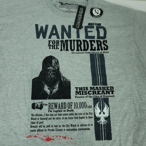 Dishonored Bethesda Wanted Gaming Loot Crate T-Shirt grau schwarz Gr. XL NEU