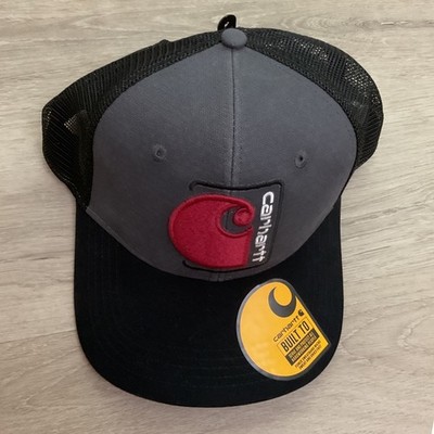 Carhartt Mens Canvas Mesh-Back C Patch Trucker Hat Grey Black AH6742-M NEW