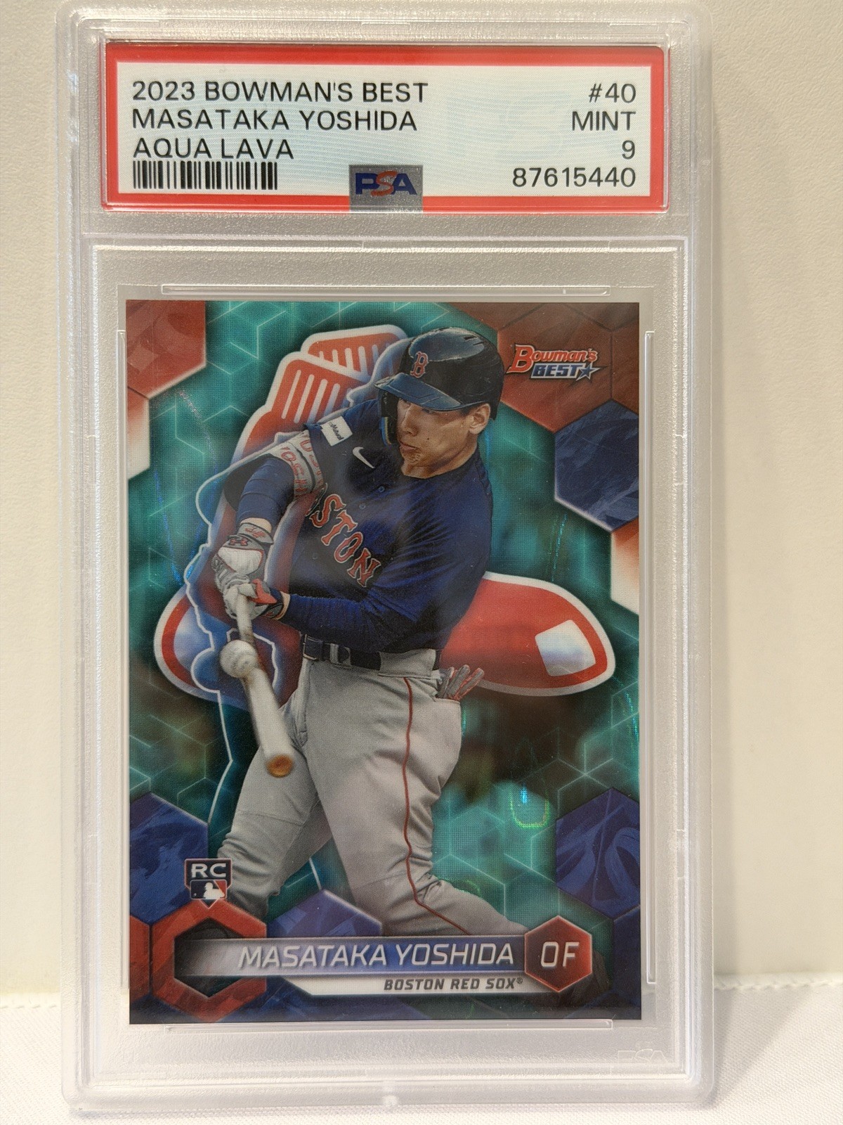 2023 Bowman's Best - Masataka Yoshida #40 Aqua Lava Refractor 64/199 (RC) PSA9