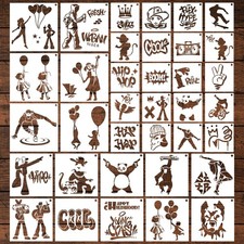 36 PCS Graffiti Stencils Street Art Spray Painting Templates Wall Canvas DIY New