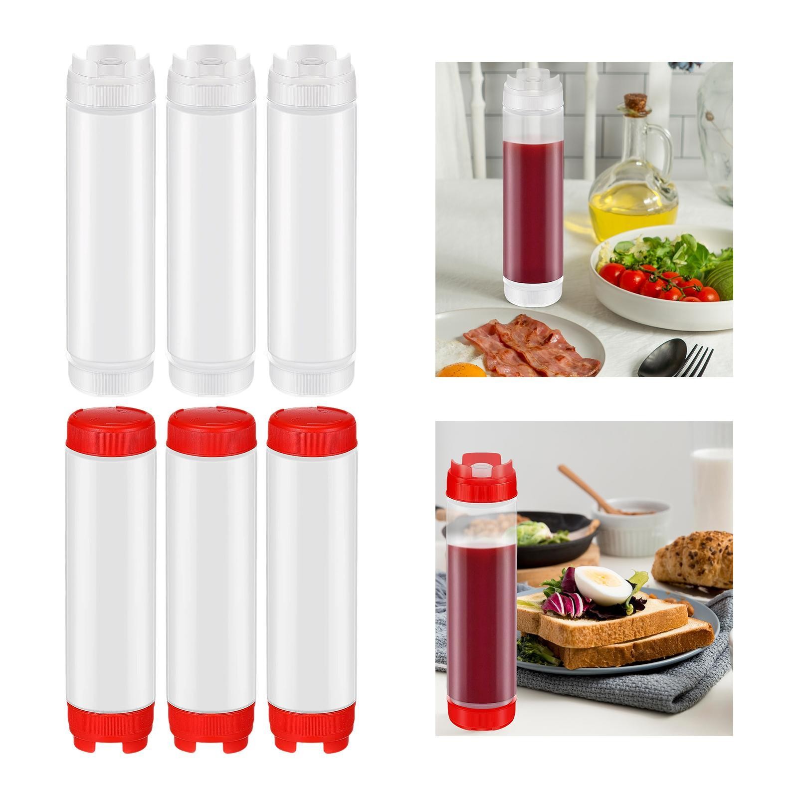 3 Stück Gewürz Quetschflaschen nachfüllbar für Salatdressing Ketchup Öl