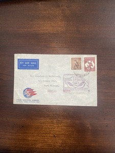 Sept 1946 AUSTRALIA COVER 2 STAMPS FIRST AIRMAIL to Ontario Canada envelope