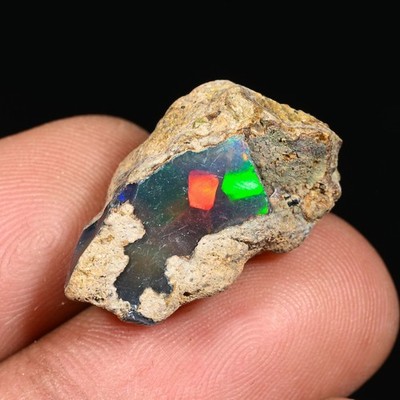 Natural Black Ethiopian Fire Opal Roh 12,30 Ct Welo Edelstein für Schmuck