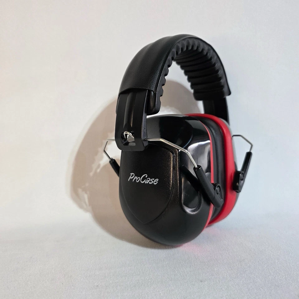 Protetor auditivo ProCase redução de ruído segurança proteção auditiva preto/vermelho ajustável - Imagem 3 de 4