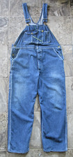 Vintage Key Imperial Overalls 40x28 Blue Denim Bib Work Jeans Carpenter Button