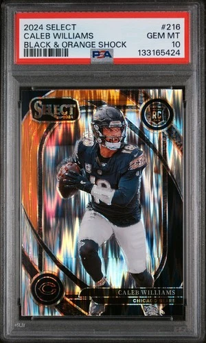 2024 PANINI SELECT BLACK & ORANGE SHOCK #216 CALEB WILLIAMS ROOKIE RC PSA 10