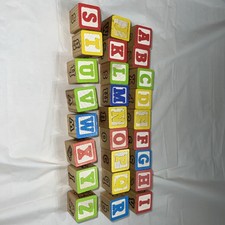 Classic 1" Alphabet Blocks Numbers Pictures 26 blocks Preowned unchewed crafts