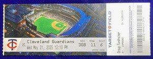 José Ramírez  CLEVELAND GUARDIANS  VS. TWINS TICKET 5/21/2025 AUC