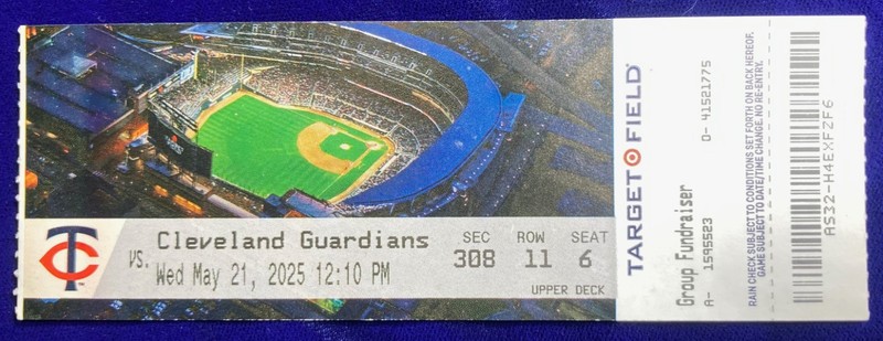 José Ramírez  CLEVELAND GUARDIANS  VS. TWINS TICKET 5/21/2025 AUC