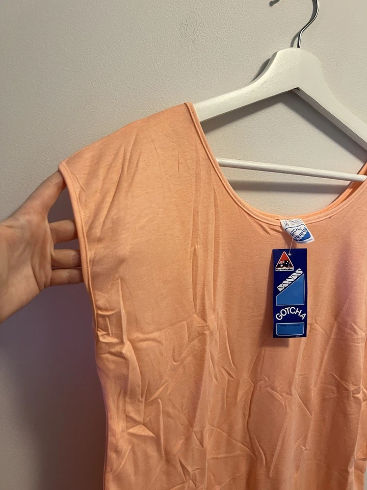 BONDS Gotcha Beach Dress Peach Floral Mini T-shirt Dress Size 16 Women’s - image 3 of 4