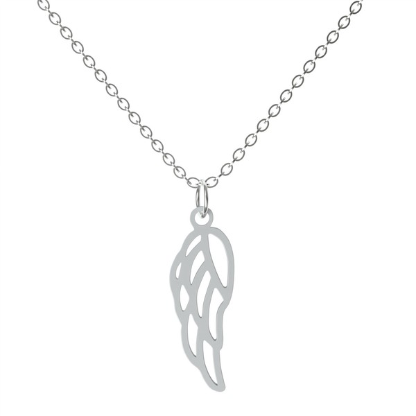 Damen Halskette Mit AnhäNger Engel EngelsflüGel Edelstahl Kette Modekette Silber-image