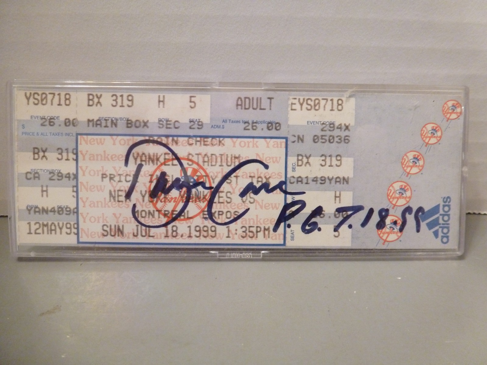 DAVE CONE AUTOGRAPHED PERFECT GAME TICKET 7-18-1999