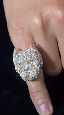 5Ct Round Cut Real Moissanite Men's Championship Pinky Ring 14K Rose Gold Plated