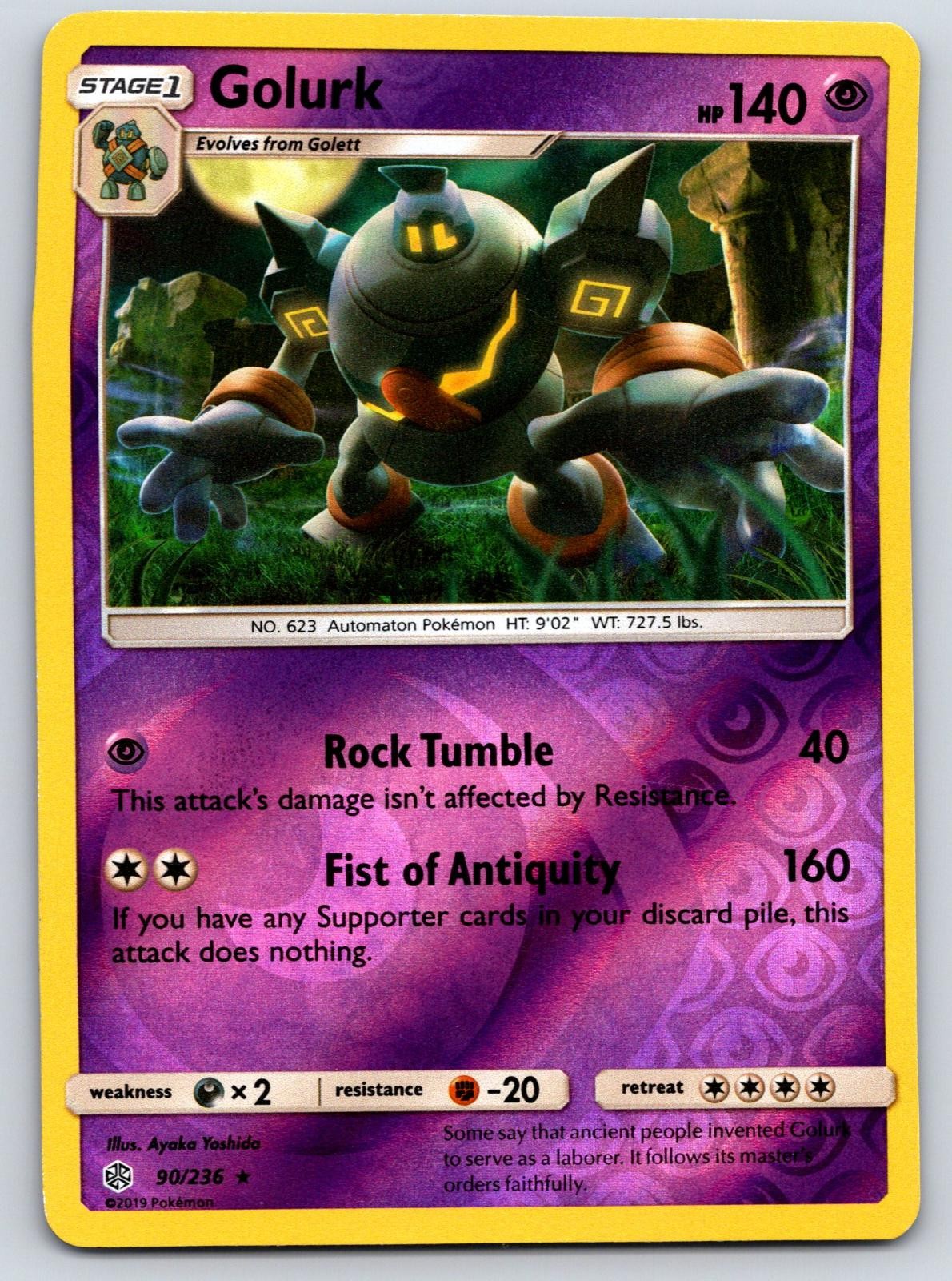 Golurk 90/236 Rare Cosmic Eclipse Pokemon Reverse Holo Moderately Played