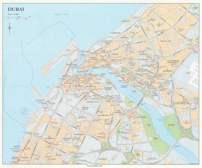 Vintage Dubai town city plan, United Arab Emirates. UAE. GEOprojects 2003 map