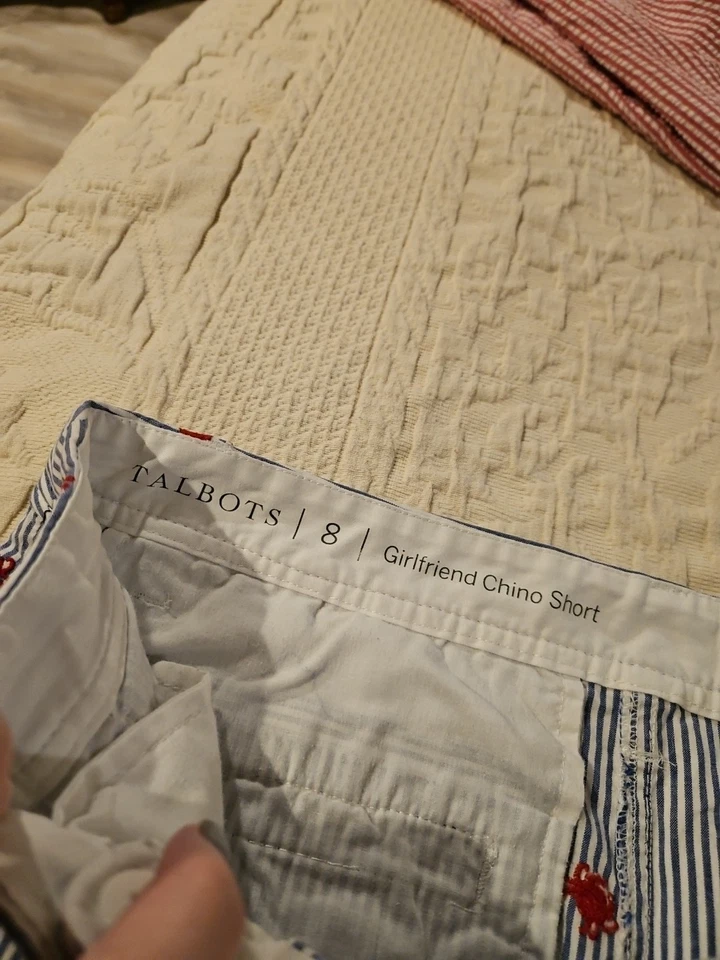 Pantalones Cortos Chinos Talbots Girlfriend Náuticos Bordados Rojos Elásticos Talla 8 Reg Foto 2 de 3