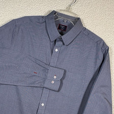 UnTuckit, Pio Cesar Men's Large Dress Shirt Slim Fit, Cotton, Wrinkle Free, Navy