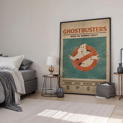 Ghostbusters Retro Style Minimal Movie Print | Filmposter | Leinwand & gerahmt