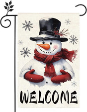 Welcome Winter Snowman Red Garden Flag 12X18 Inch Double-Side Home Outdoor Yard